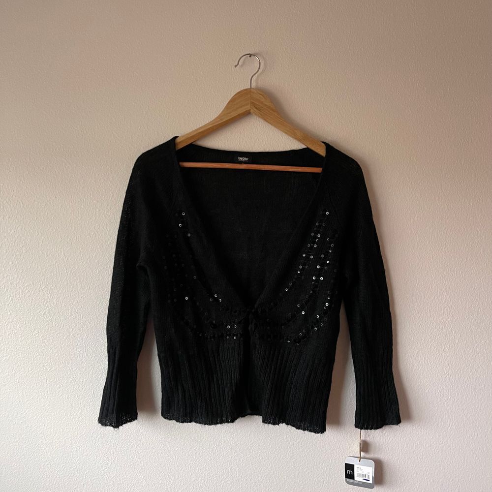 Deadstock Mossimo Mohair Tie-Front Embellished Sweater Top‎
